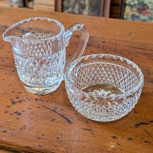 Crystal Glass Creamer and Sugar Bowl Set